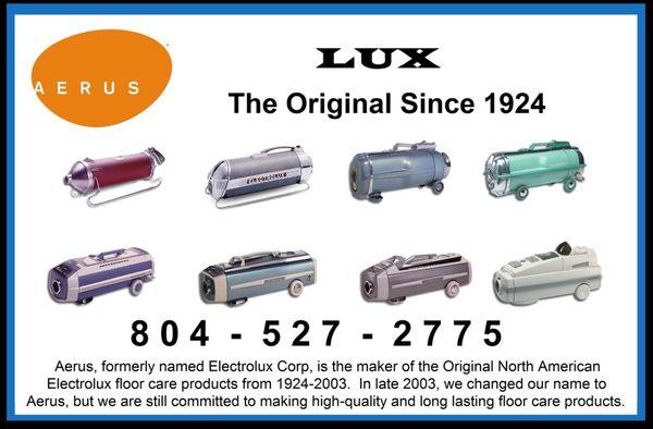 Aerus Electrolux - making great long lasting vacuums since 1924 - 804-527-2775