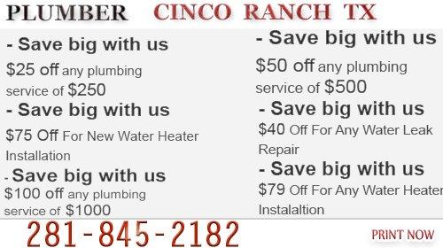 Plumber Cinco Ranch TX