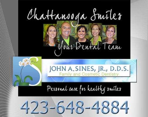 Local Ooltewah Family and Cosmetic Dentist.  Dr. Sines, Jr., and Team at Chattanooga Smiles