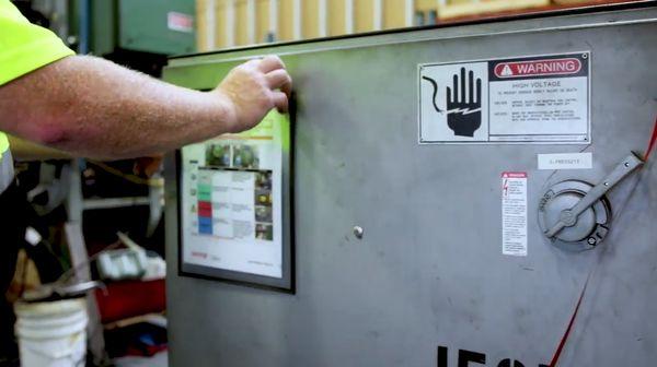 Lockout tagout procedure hanging.