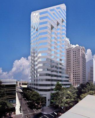 We are located on the 8th floor of the First Citizens Bank building, (pictured here), on the corner of 4th and Tryon.