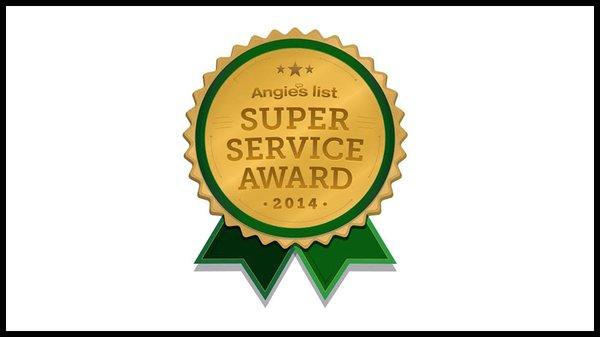 At Your Service Roofing is proud to have won the Angie's List Super Service Award 2014