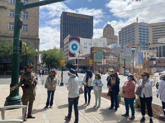 Bernie Sargent leading the Mexican Revolution tour of downtown El Paso!