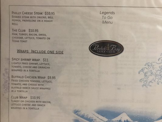 Legends to-go menu