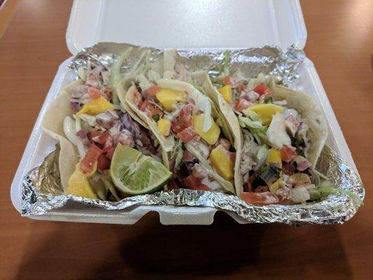 Chicken/Mango tacos.