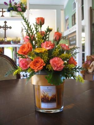 Fresh Flower Candle Arrangement