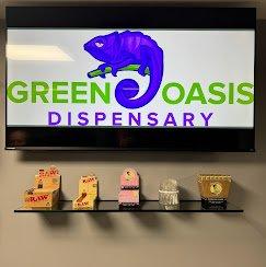 Green Oasis dispensary interior logo