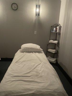 My massage room (post massage!) feeling relaxed