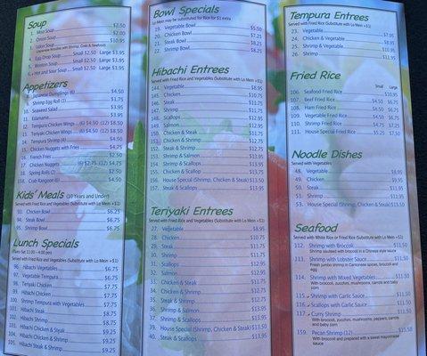 Updated Menus