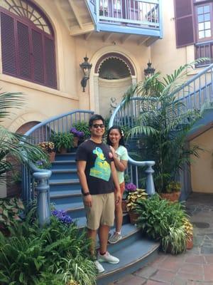 A couples photo at the steps of Court of Angels