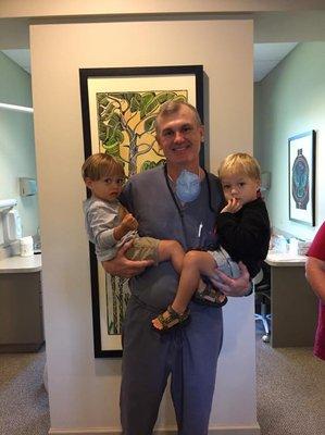 Dr. Hube Parker with his cute little patients