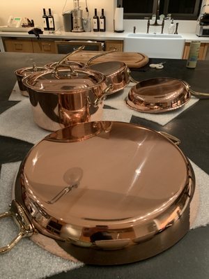 Copper pans for work...