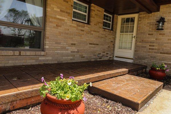 Colored, stamped concrete