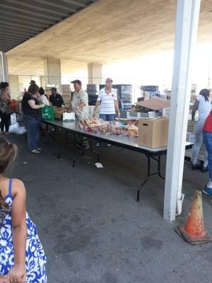 Emergency Food Bank- Area where food os handed out to needy families.