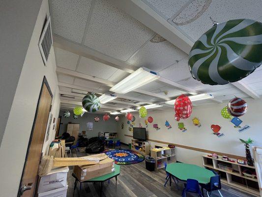 Our toddler classroom decorated for Christmas