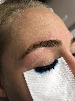 Lash and brow tint.              Brows shaping