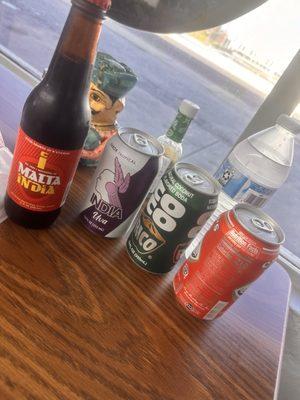 So many different sodas to choose from. Malta, India Grape soda, coco ricotta and Champs cola