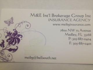 M & E Int'l Brokerage Group Inc Insurance Agency