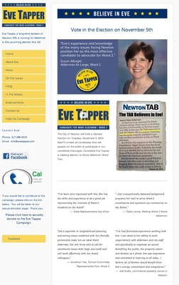 Campaign website for local office, MA