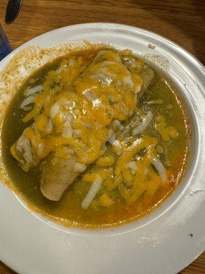 Chicken enchilada (ala carte) with green sauce.