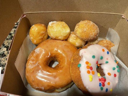 Doughnut Holes, regular glazed, strawberry glazed