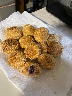 Ube filled Bucci. (sesame balls)