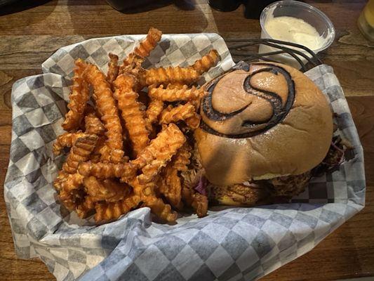 Pulled Pork Sandwich and Sweet Potato fries.