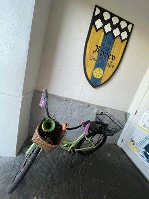 Bicycle with a basket greets you at their door!