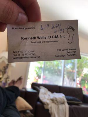 Dr.Wells business card