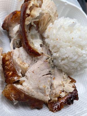 The lechon is so juicy and the skin is nice and crispy. Love the vinegar sauce that comes with it.