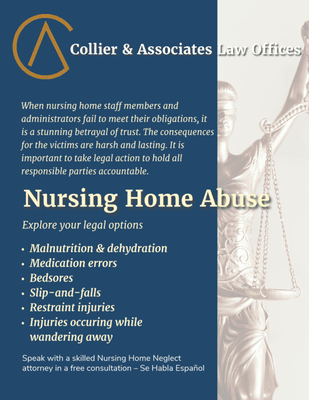 Explore legal options with Collier & Associates. Take action to hold all responsible parties accountable in nursing home abuse.