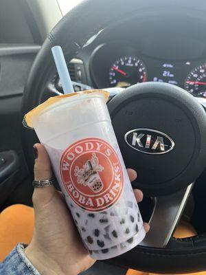 Taro Almond Milk Tea w/Boba and Coconut Jelly +Extra Boba‍