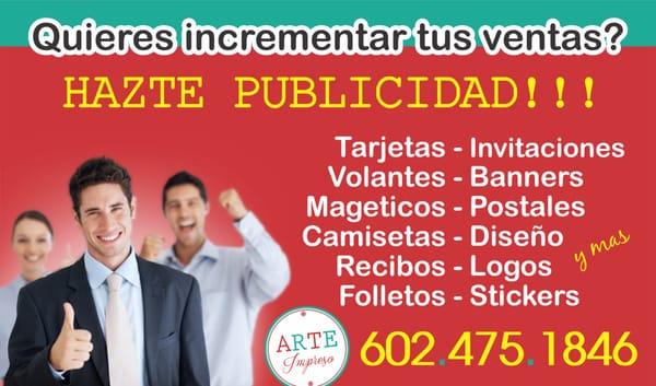 Incrementa tus ventas, invierte en publicidad, date a conocer!