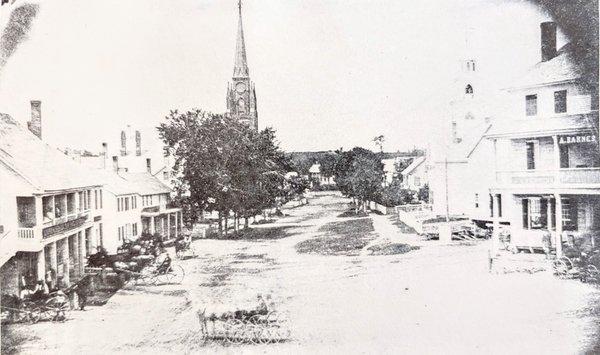 Downtown "Sanbornton Bridge" in the 1850's before the village became Tilton.