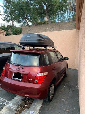 my car with the installed racks and cargo box