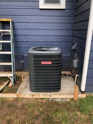 2.5 Ton Goodman Outdoor unit installed by us in Lavonia Ga