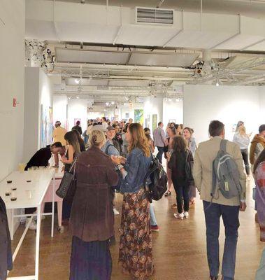 Aisle full of art lovers on VIP preview night at the Volta Art Fair