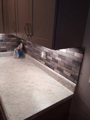 Tile backsplash install