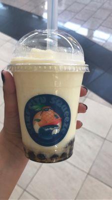 Pineapple & coconut smoothie with boba