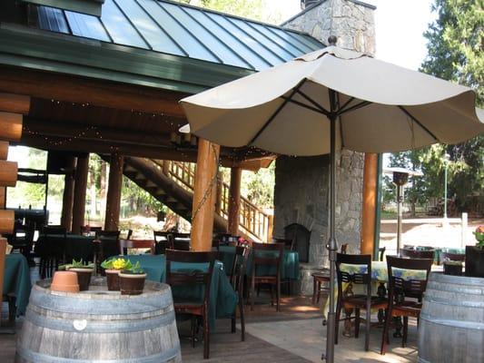 Outside patio/ dance floor with lights