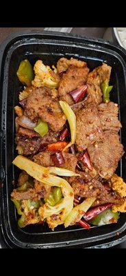 Szechuan dry fried beef with chili