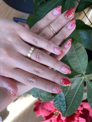 Gel manicure with gel-x repair to celebrate the Lunar New Year!