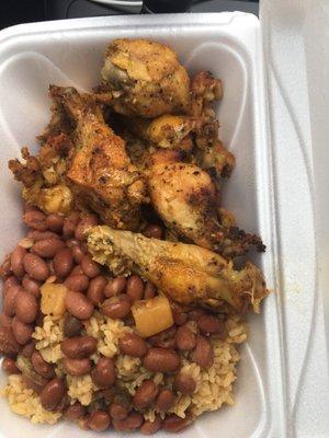 Baked chicken with beans and rice