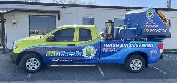 BinFresh's truck - ready to come clean your trash bins!