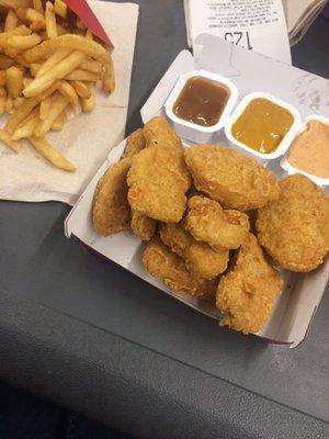 Chicken nuggets and fries.