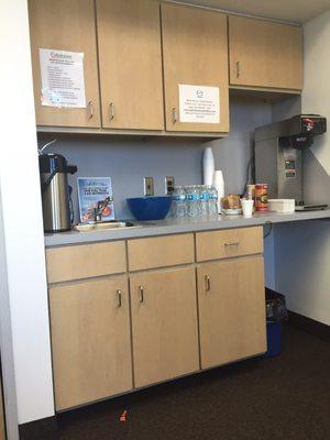 Underwhelming beverage area.