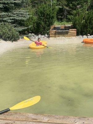 Kids paddle board pond