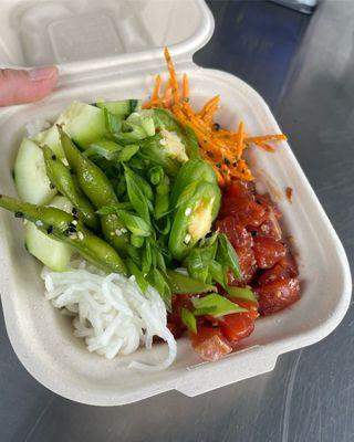 Sockeye salmon poke bowl