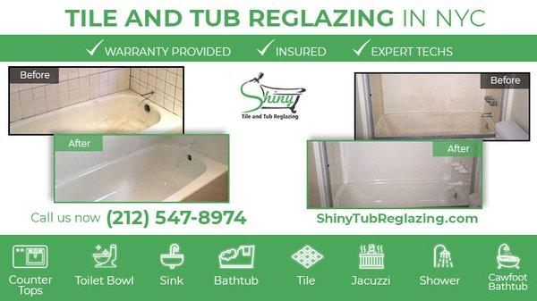 Refinish Your Bathtub Today.
Services completed within 3-4 hours and dry within 24 hours.