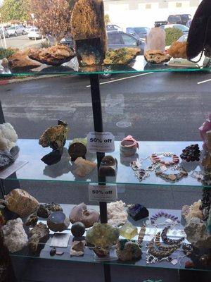 So many rocks and minerals on display for purchase.